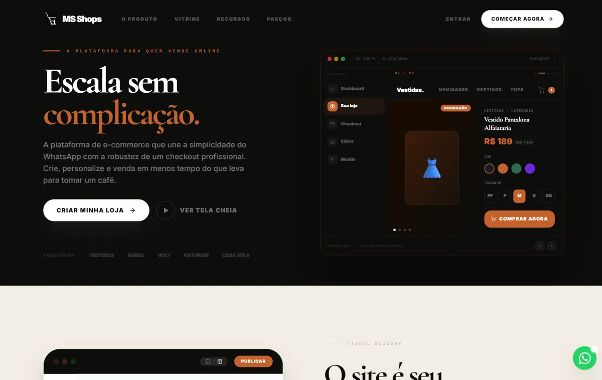 Lojas prontas (SaaS) — Tela 1/1
