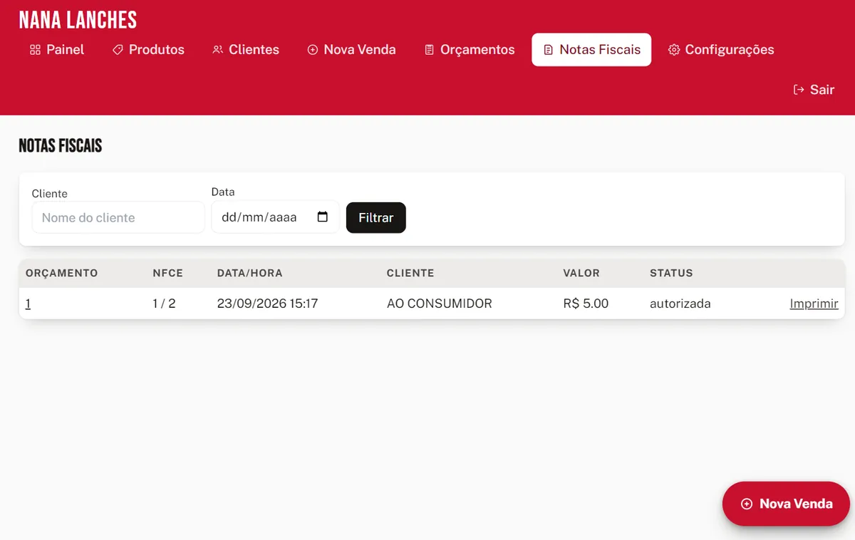 PDV com NFC-e — Tela 2/2